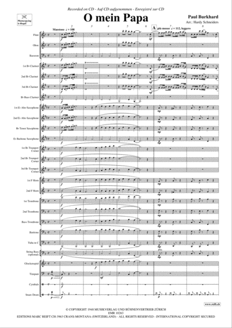 O mein Papa O mein Papa Concert Band scores gallery preview page 4