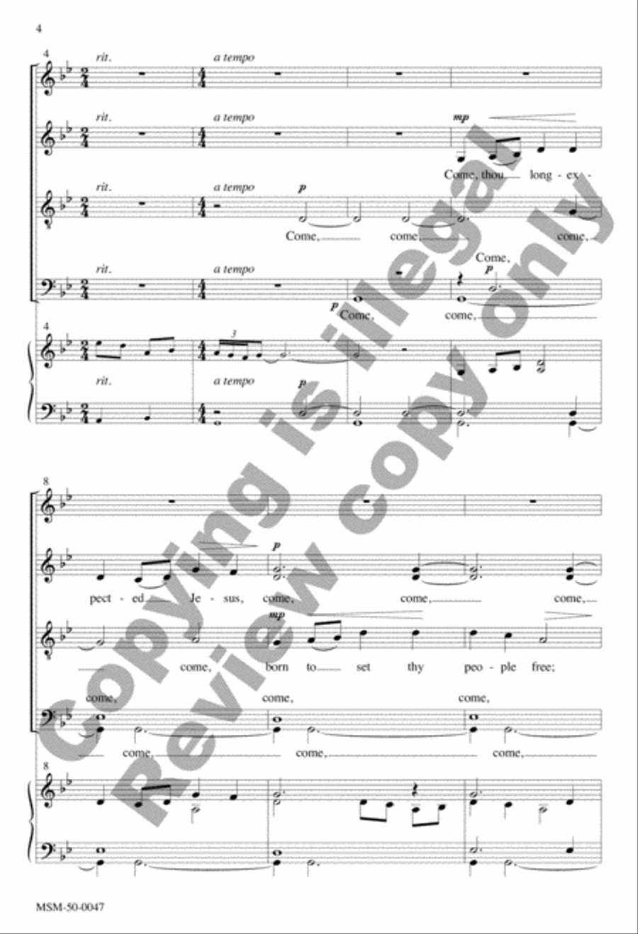 Come, Thou Long-Expected Jesus Divisi scores gallery preview page 3