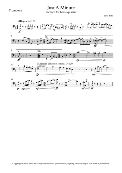 Just A Minute (Fanfare) - Trombone