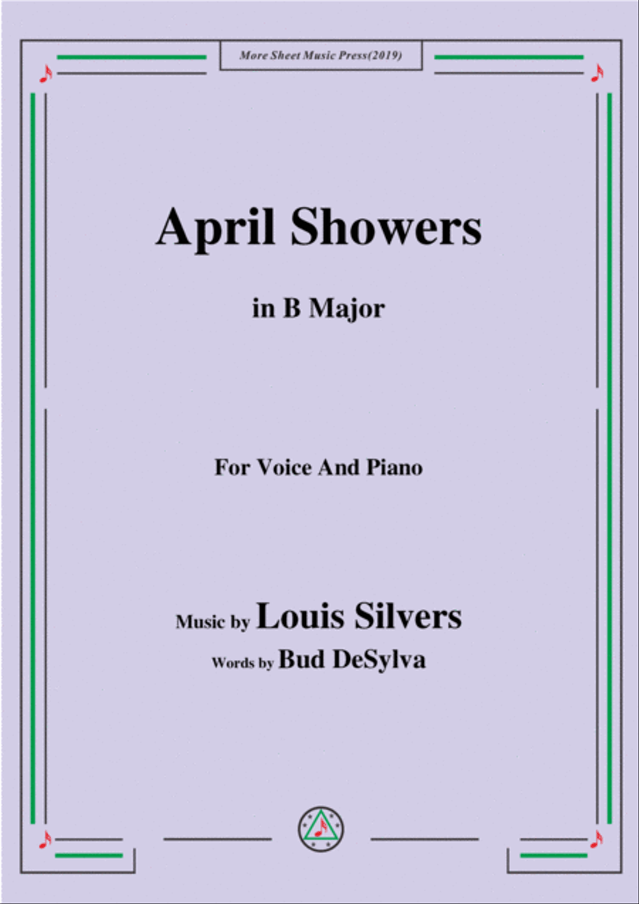 Louis Silvers-April Showers,in B Major,for Voice&Piano Voice scores gallery preview page 1