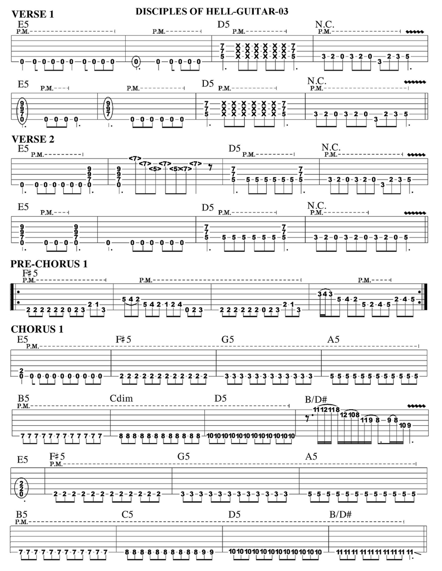 Disciples Of Hell Electric Guitar scores gallery preview page 3