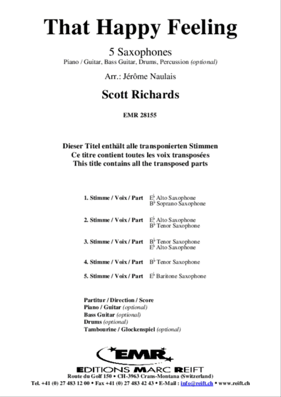 That Happy Feeling Saxophone Quintet scores gallery preview page 2
