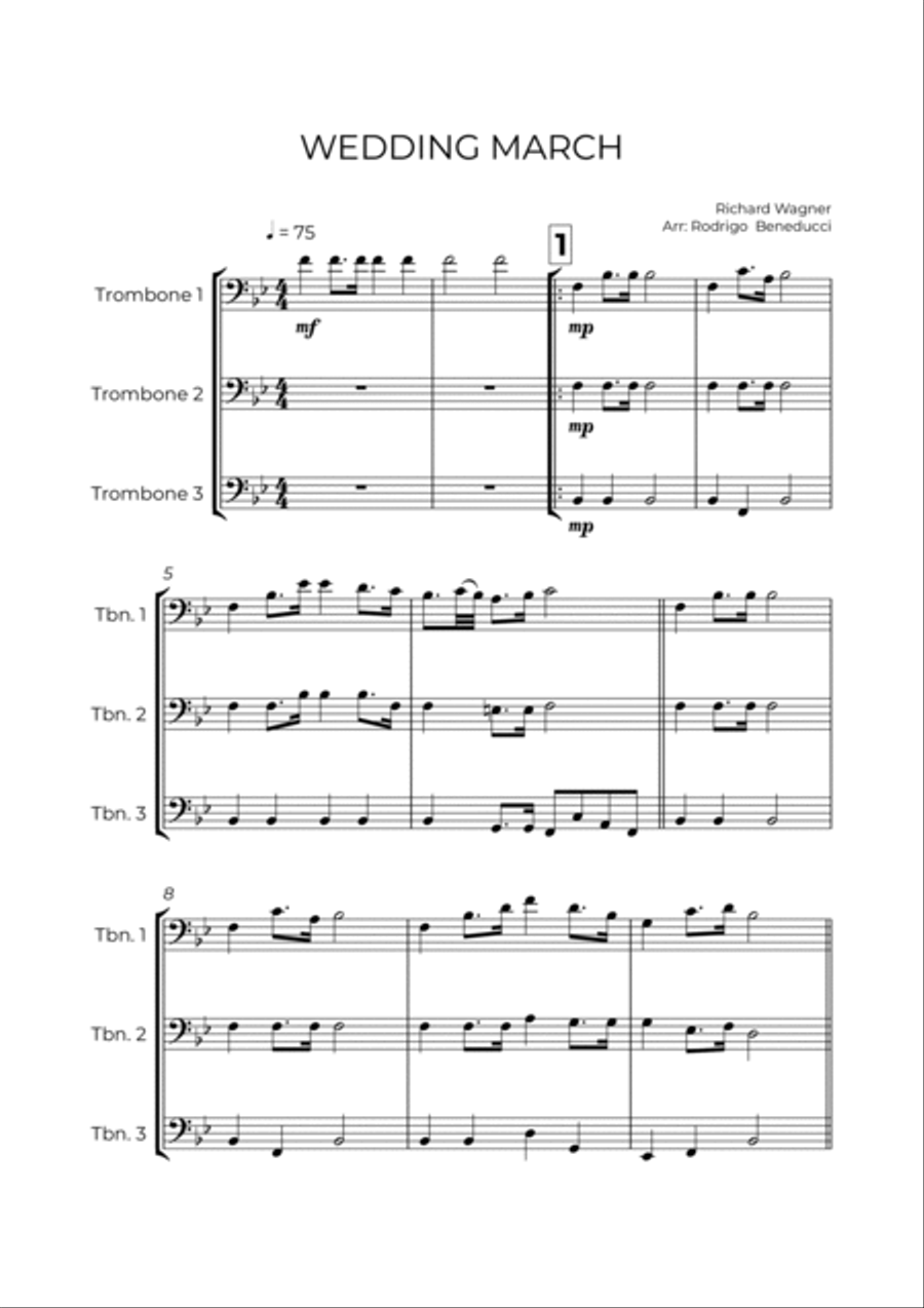 WEDDING MARCH - RICHARD WAGNER - TROMBONE TRIO Trombone Trio scores gallery preview page 2