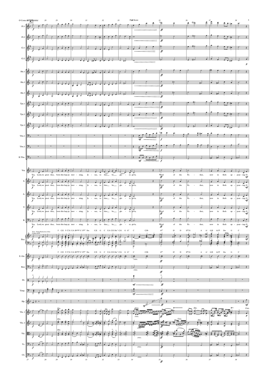 O Come All Ye Faithful (Adeste Fideles) - Female vocal with Choir and Pops Orchestra, Key of F to G Choir scores gallery preview page 3