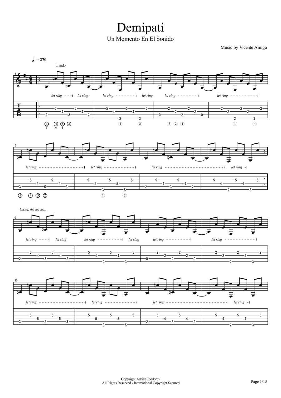 Vicente Amigo - Un Momento En El Sonido - 9 - Demipati Electric Guitar scores gallery preview page 1