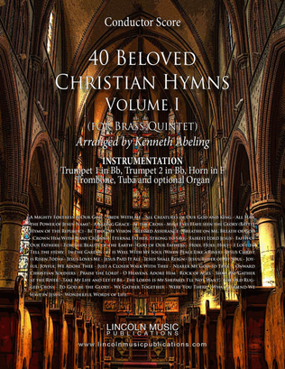 Book cover for 40 Beloved Christian Hymns Volume I (for Brass Quintet and optional Organ)