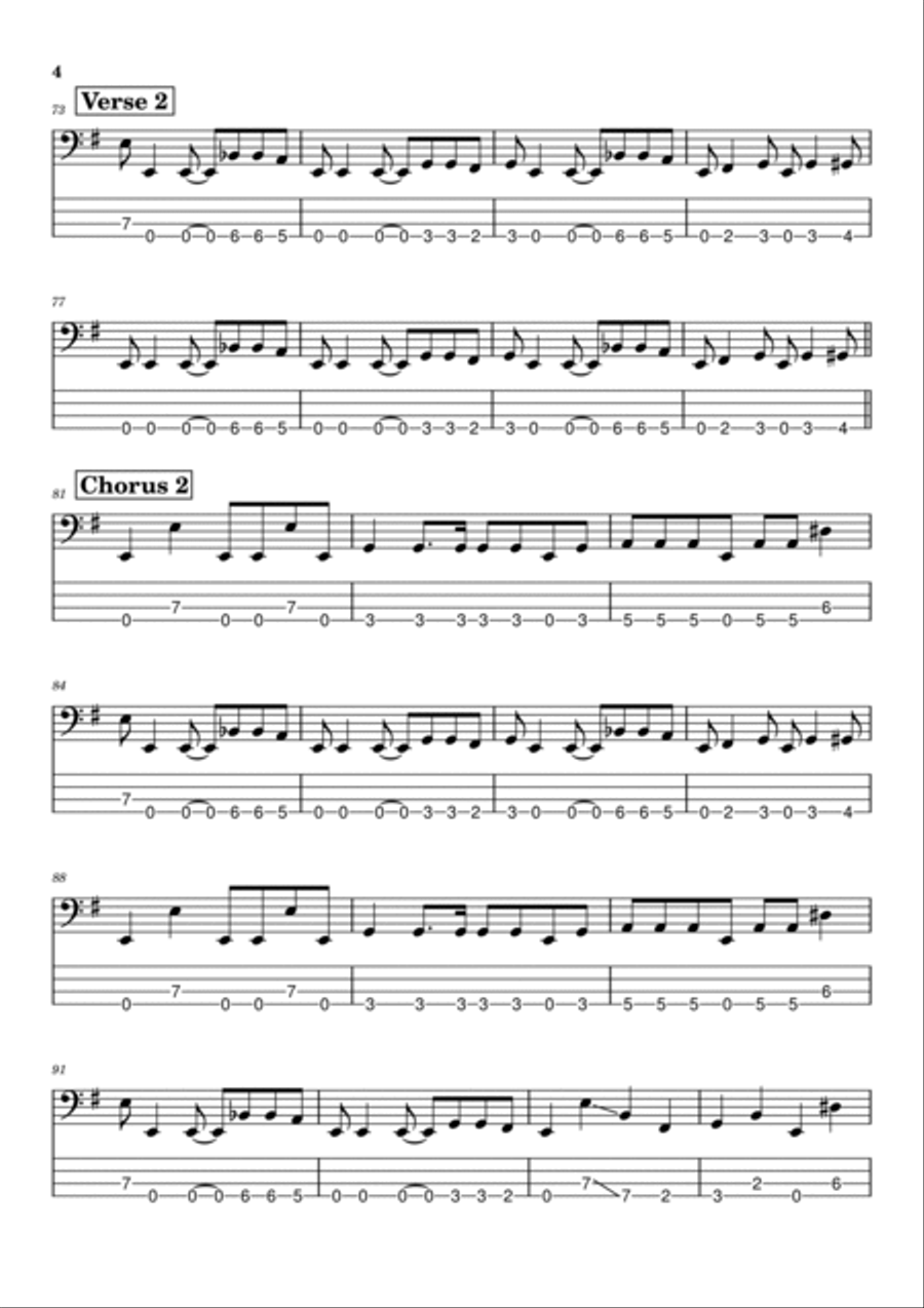 Battery Bass Guitar Tablature scores gallery preview page 4