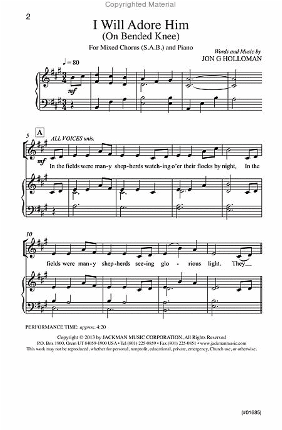 I Will Adore Him (On Bended Knee) - SAB 3-Part scores gallery preview page 2