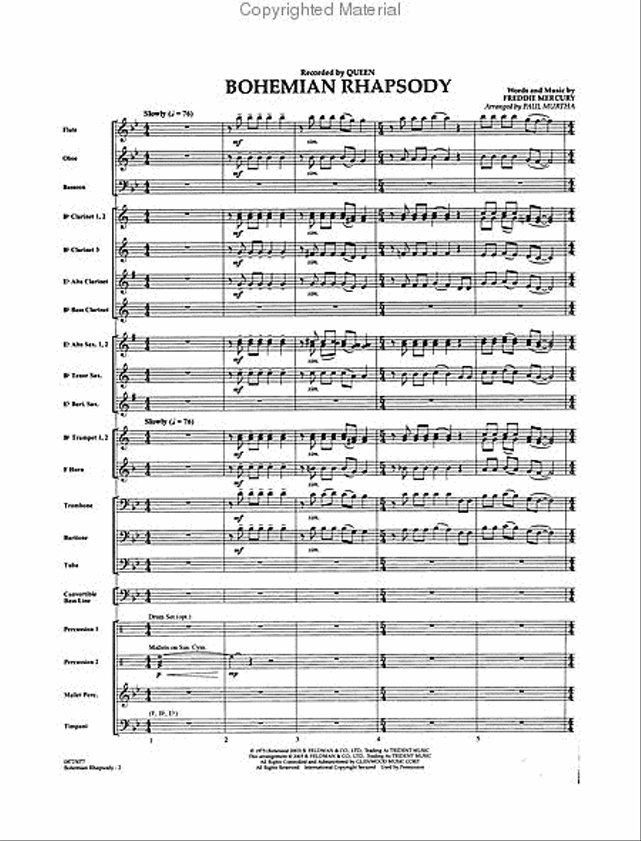 Bohemian Rhapsody Concert Band scores gallery preview page 2