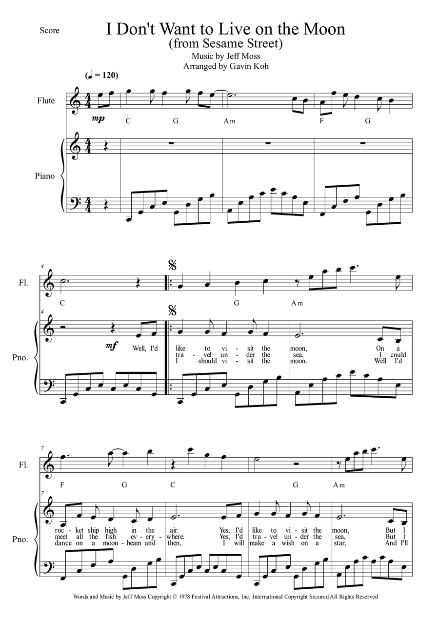 I Don't Want To Live On The Moon Small Ensemble scores gallery preview page 1
