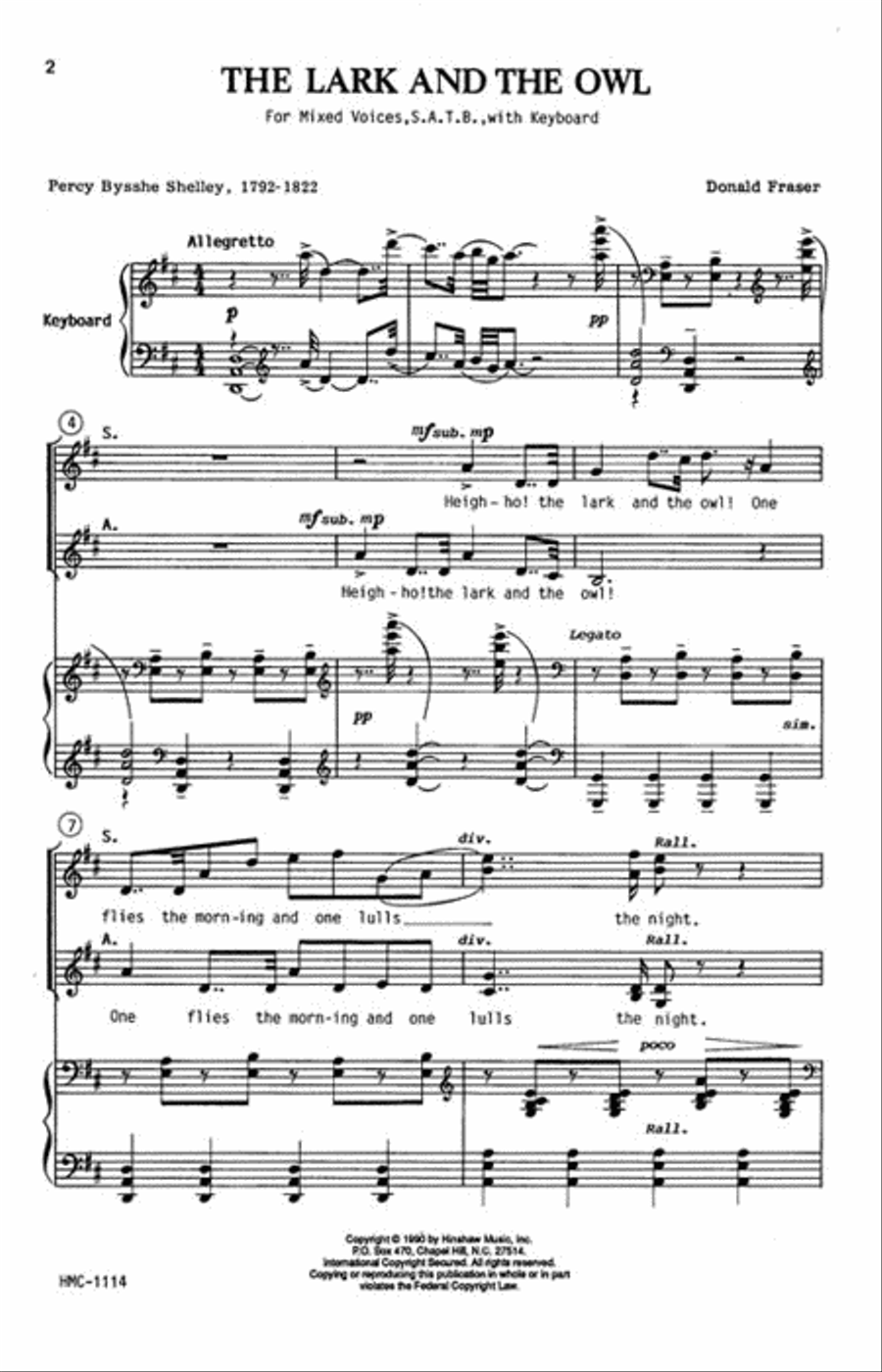 The Lark and the Owl The Lark and the Owl 4-Part scores gallery preview page 2
