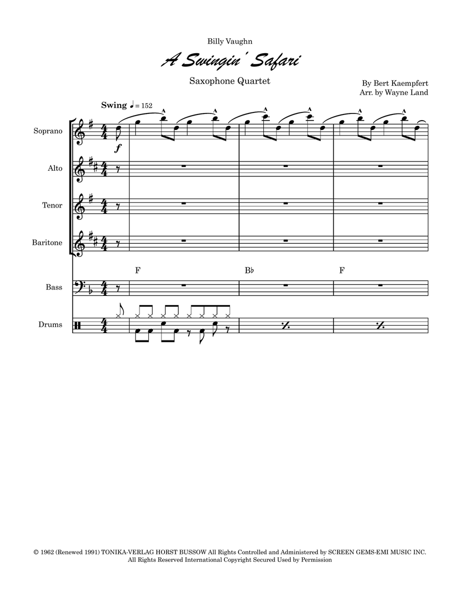 A Swingin' Safari Saxophone Quartet scores gallery preview page 2