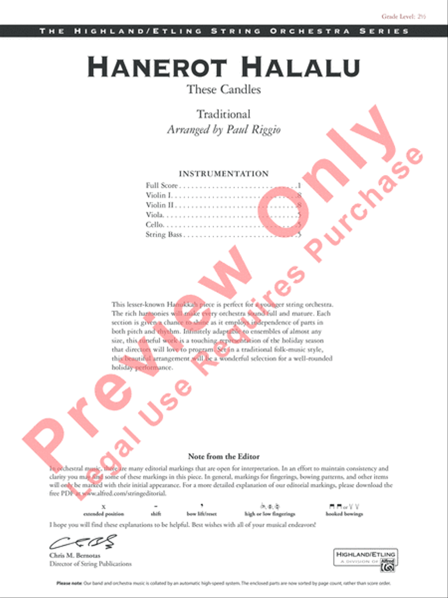 Hanerot Halalu Hanerot Halalu String Orchestra scores gallery preview page 2