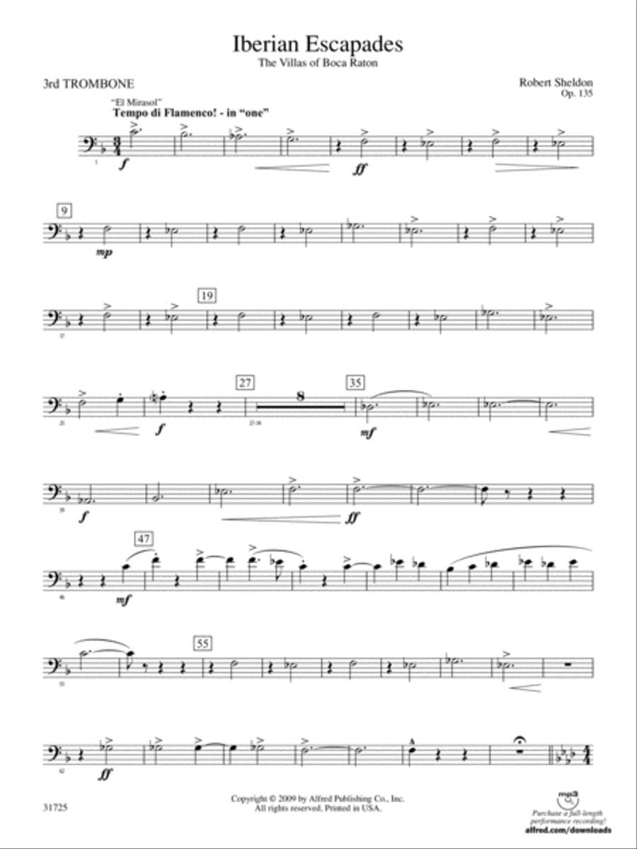 Iberian Escapades: 3rd Trombone Concert Band scores gallery preview page 1