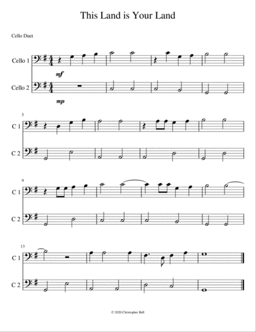 This Land Is Your Land String Duet scores gallery preview page 1