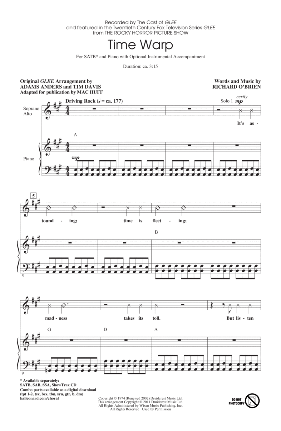 Time Warp 4-Part scores gallery preview page 1