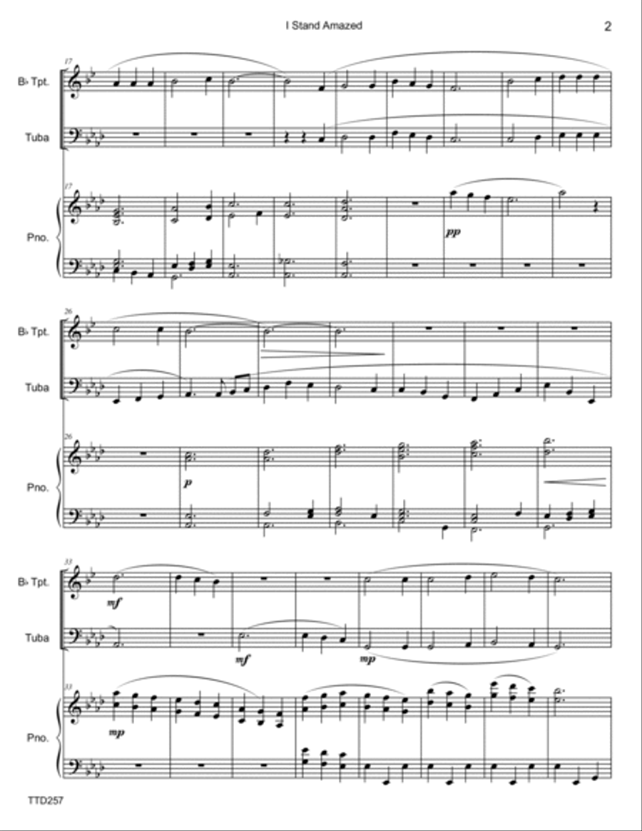 I STAND AMAZED - TRUMPET & TUBA with Piano Accompaniment Brass Ensemble scores gallery preview page 2