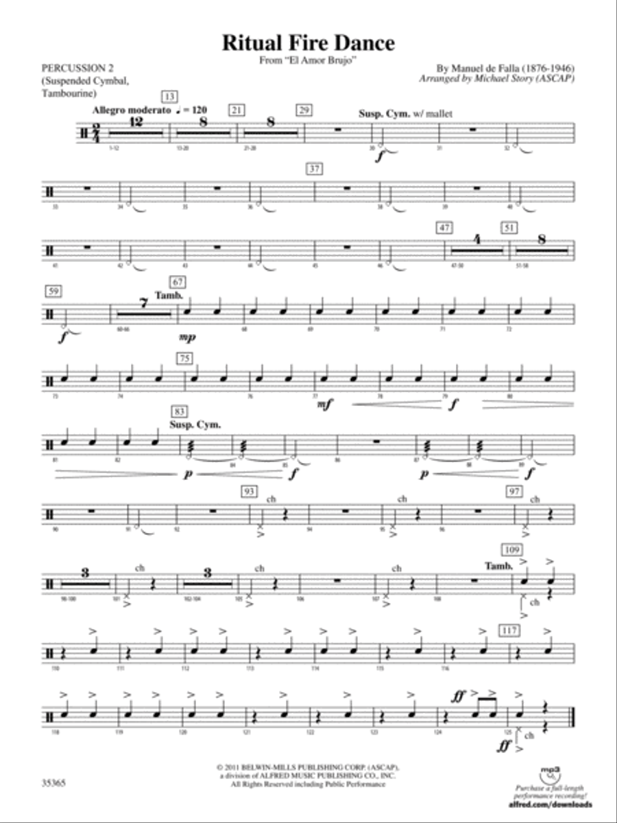 Ritual Fire Dance (From El Amor Brujo): 2nd Percussion Concert Band scores gallery preview page 1