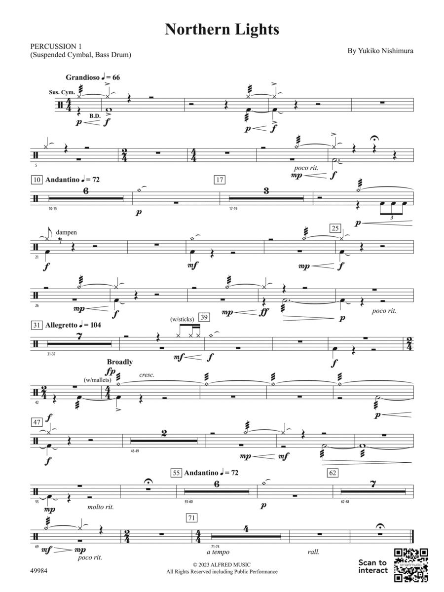 Northern Lights: 1st Percussion Concert Band scores gallery preview page 1