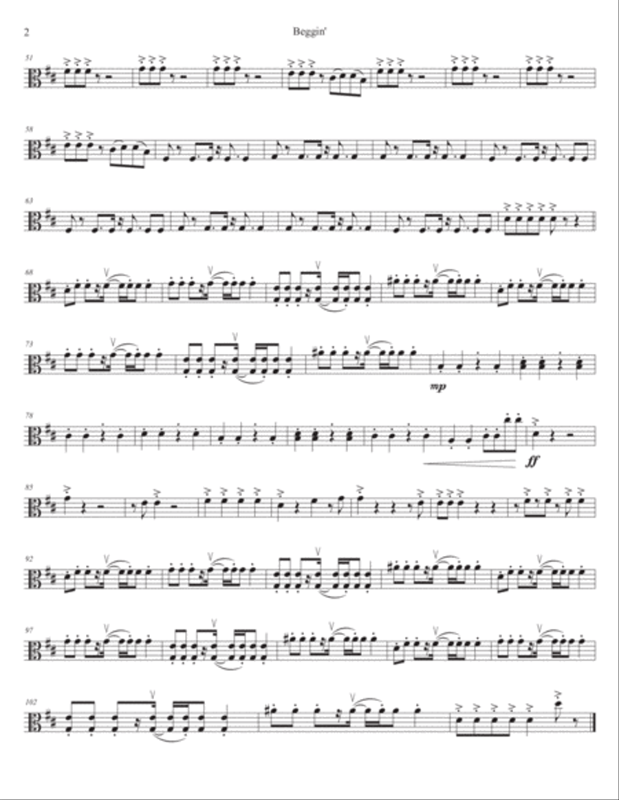 Beggin' Beggin' String Quartet scores gallery preview page 6