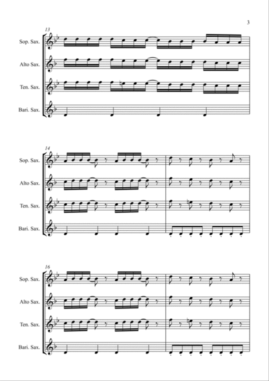 Stayin' Alive Saxophone Quartet scores gallery preview page 3