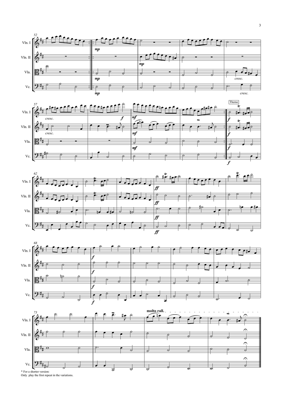 Mr Beveridge's Maggot (Theme and Variations) - string quartet String Quartet scores gallery preview page 3
