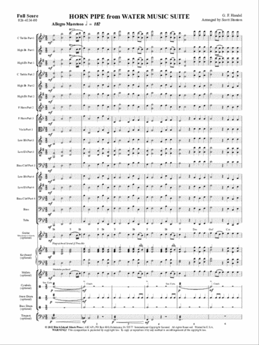 Hornpipe from the Water Music Concert Band scores gallery preview page 2
