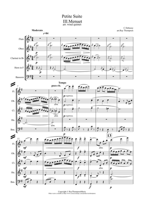Book cover for Debussy: Petite Suite Mvt.3 Menuet - wind quintet