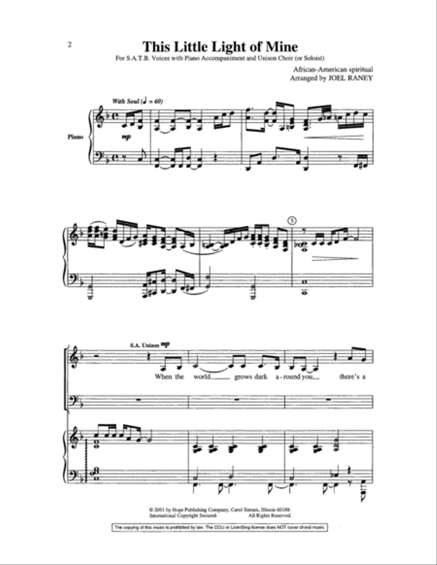 This Little Light of Mine 4-Part scores gallery preview page 2