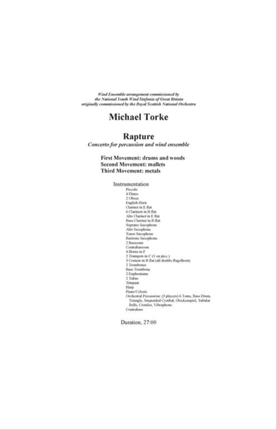 Rapture - wind version (conductor's score) Concert Band scores gallery preview page 1
