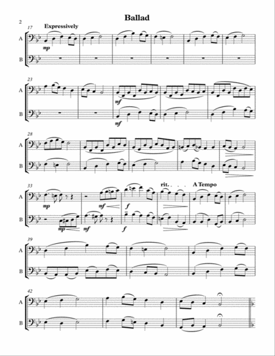 Three Contrasting Duets - For Any Two Wind Instruments (Bass Clef) Brass Duet scores gallery preview page 3