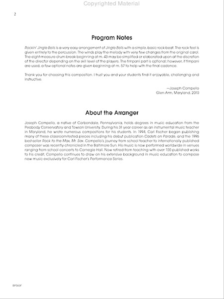 Rockin' Jingle Bells Concert Band scores gallery preview page 3