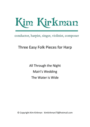 Book cover for Three Easy Folk Pieces for Harp
