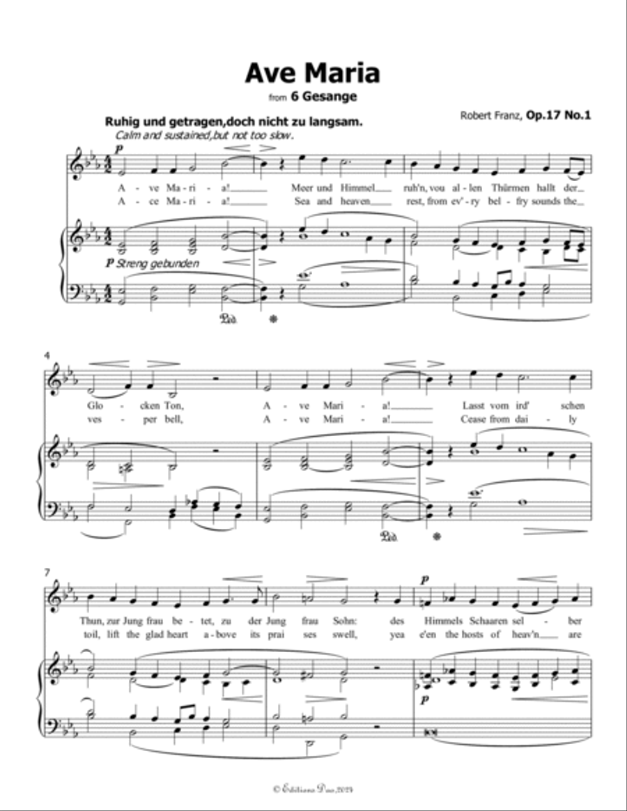 Ave Maria, by Robert Franz, in E flat Major Voice scores gallery preview page 3