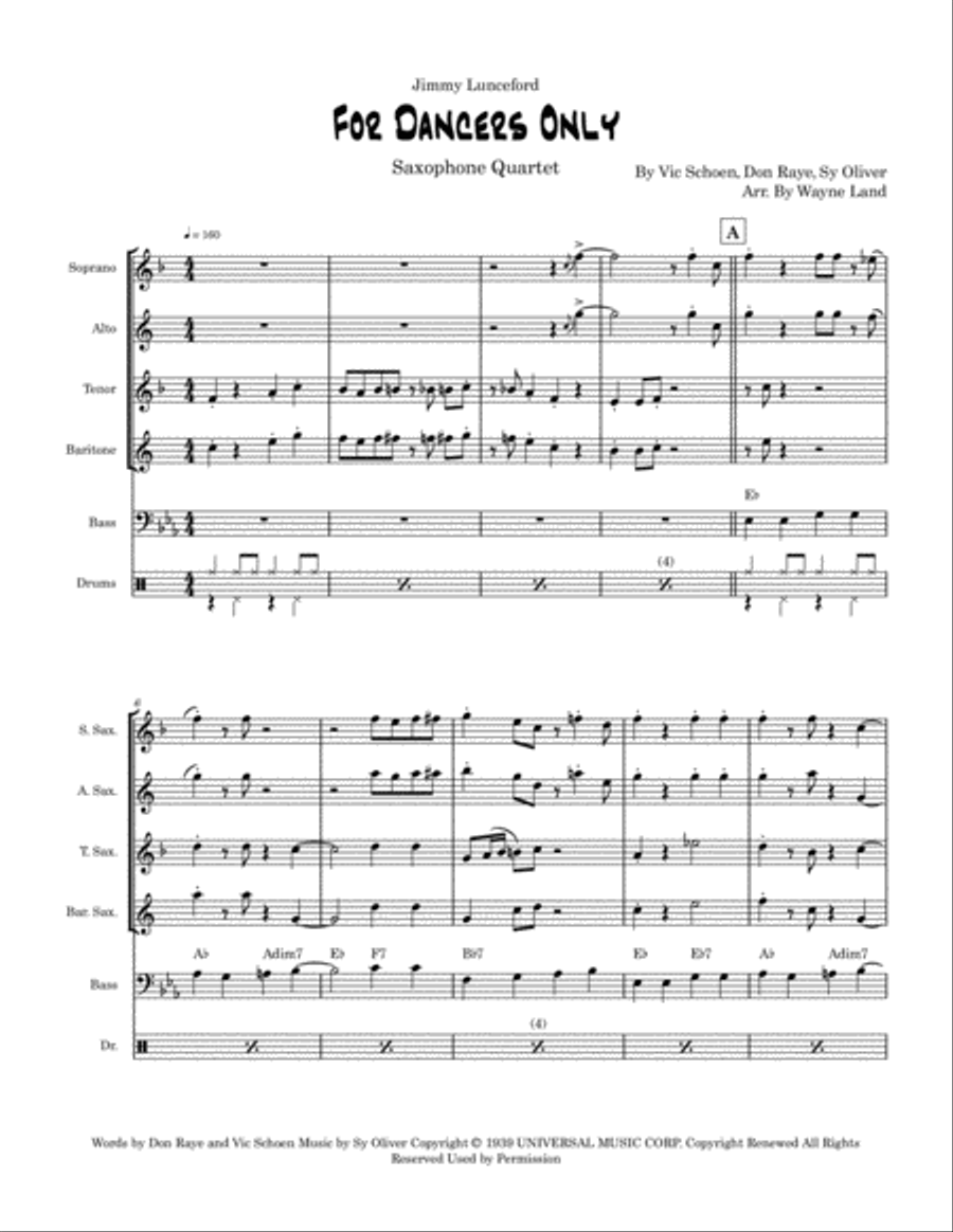 For Dancers Only Saxophone Quartet scores gallery preview page 2