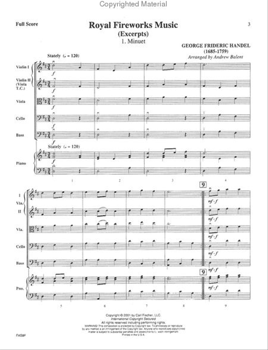 Royal Fireworks Music Royal Fireworks Music String Orchestra scores gallery preview page 2