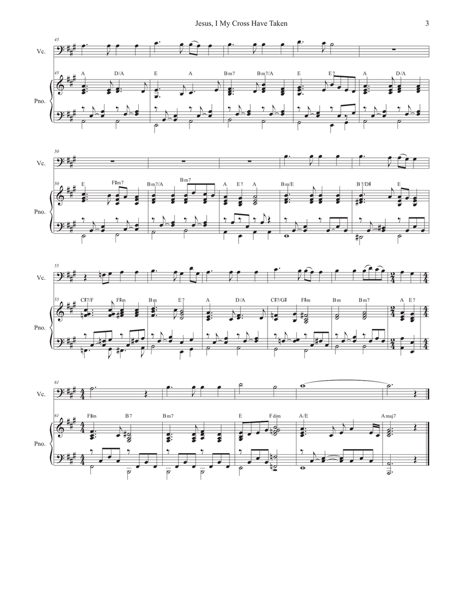 Jesus, I My Cross Have Taken (Cello solo and Piano) Piano scores gallery preview page 4