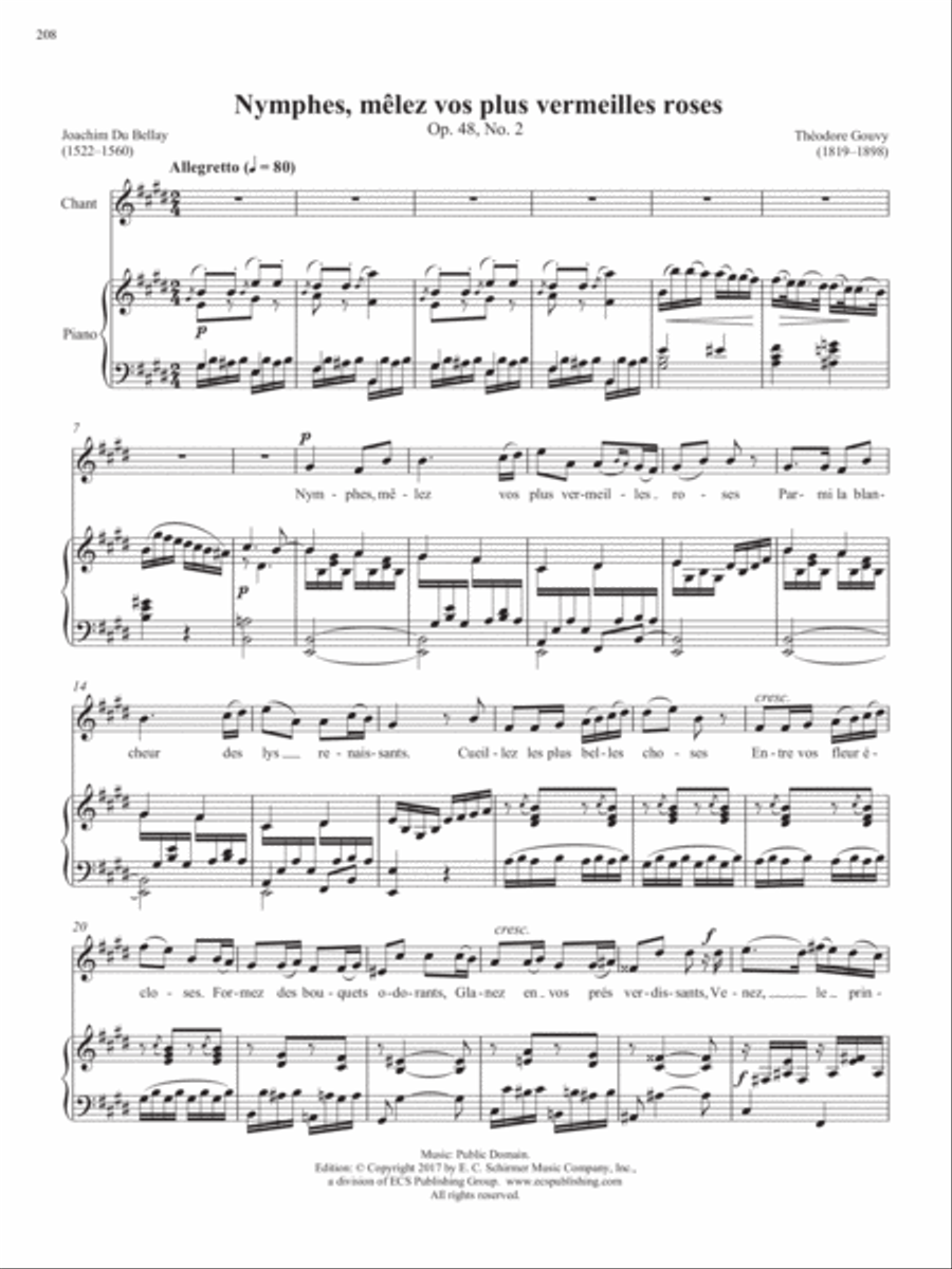 Op. 48, No. 2: Nymphes, mÃªlez vos plus vermeilles roses from Songs of Gouvy, V1 Piano Accompaniment scores gallery preview page 2