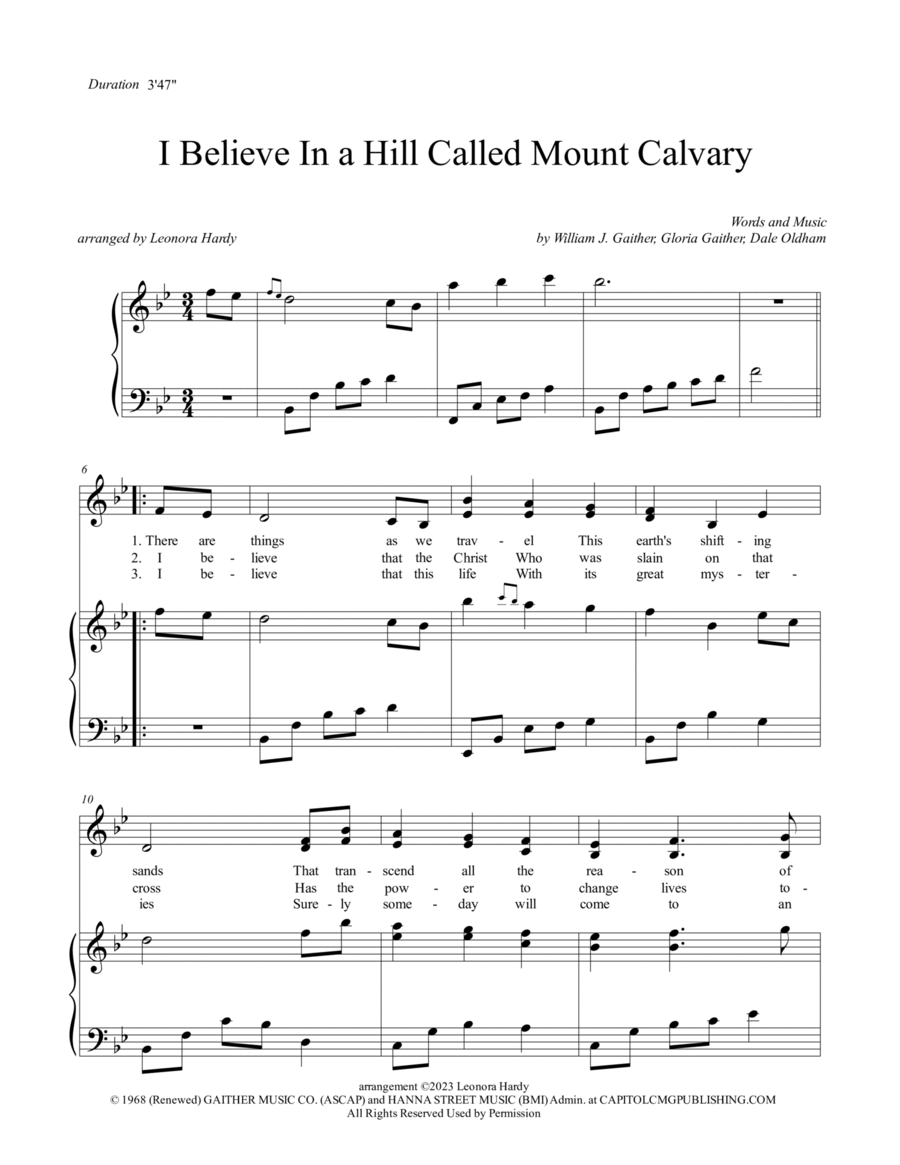 I Believe In A Hill Called Mount Calvary Voice scores gallery preview page 1