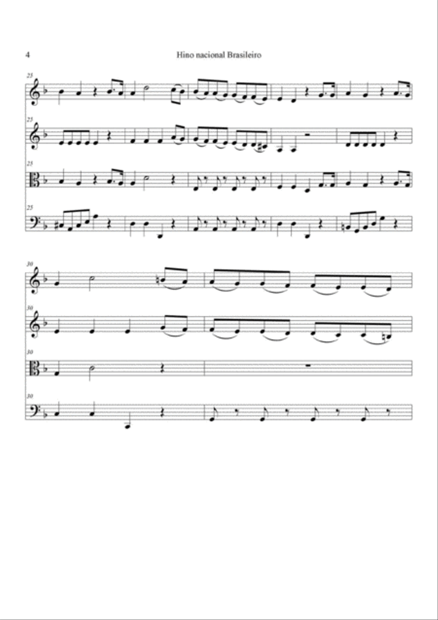 Hino Nacional Brasileiro Hino Nacional Brasileiro String Quartet scores gallery preview page 4
