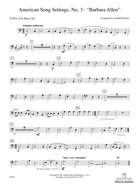 American Song Settings, No. 3 "Barbara Allen": (wp) E-flat Tuba B.C.