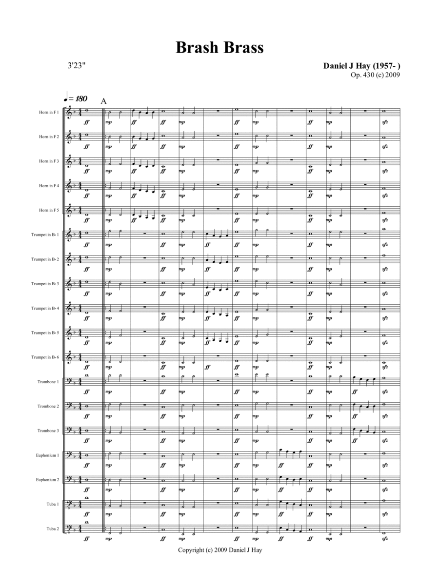 Brash Brass (Opus 430) - Score Only image number null