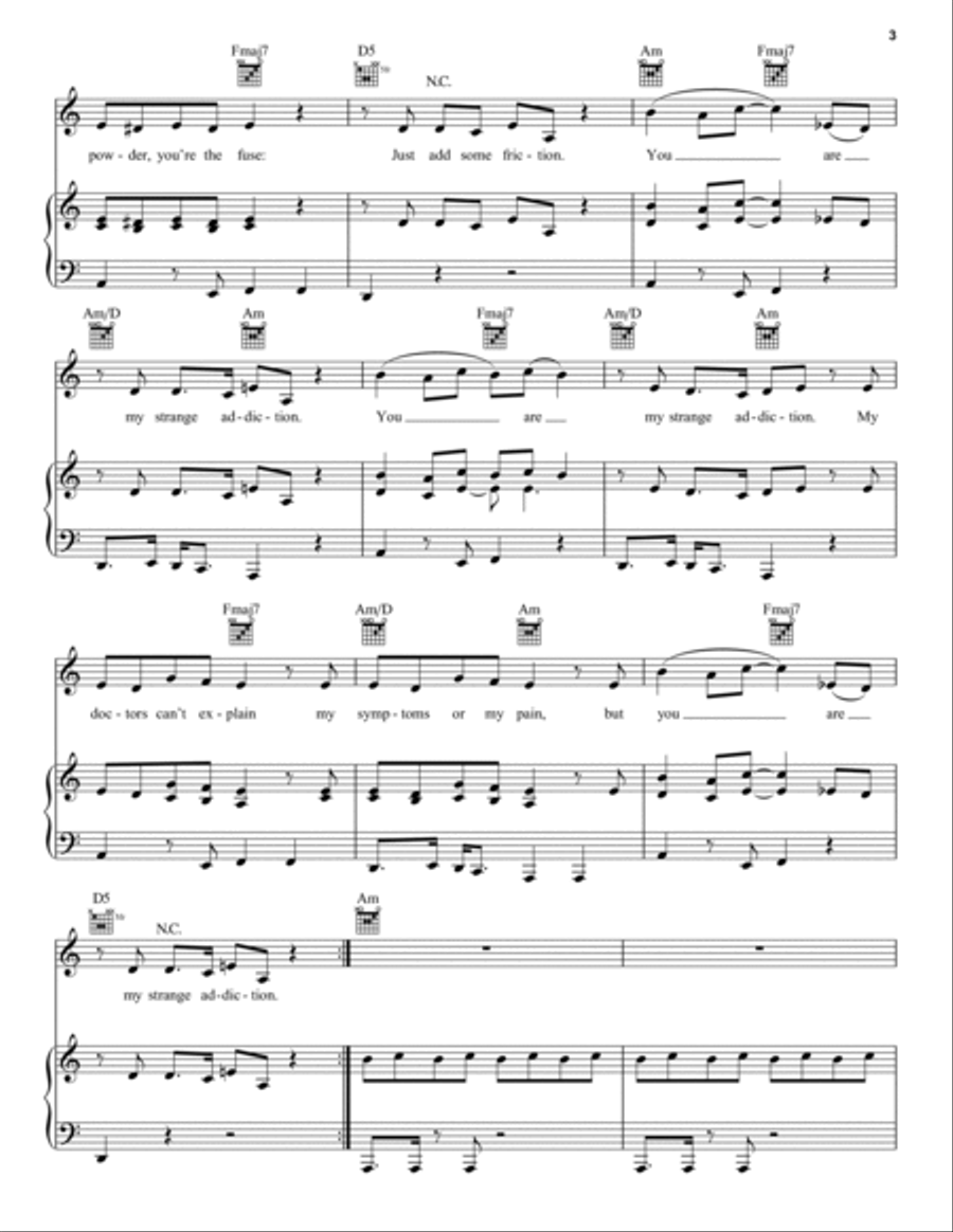my strange addiction Piano, Vocal, Guitar scores gallery preview page 3