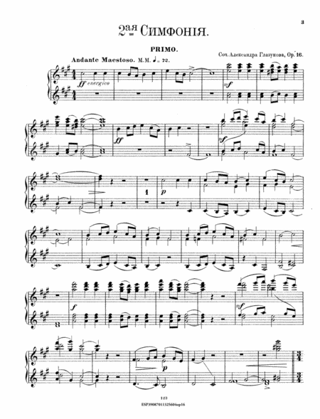 Symphony no 2, op. 16 in F# minor