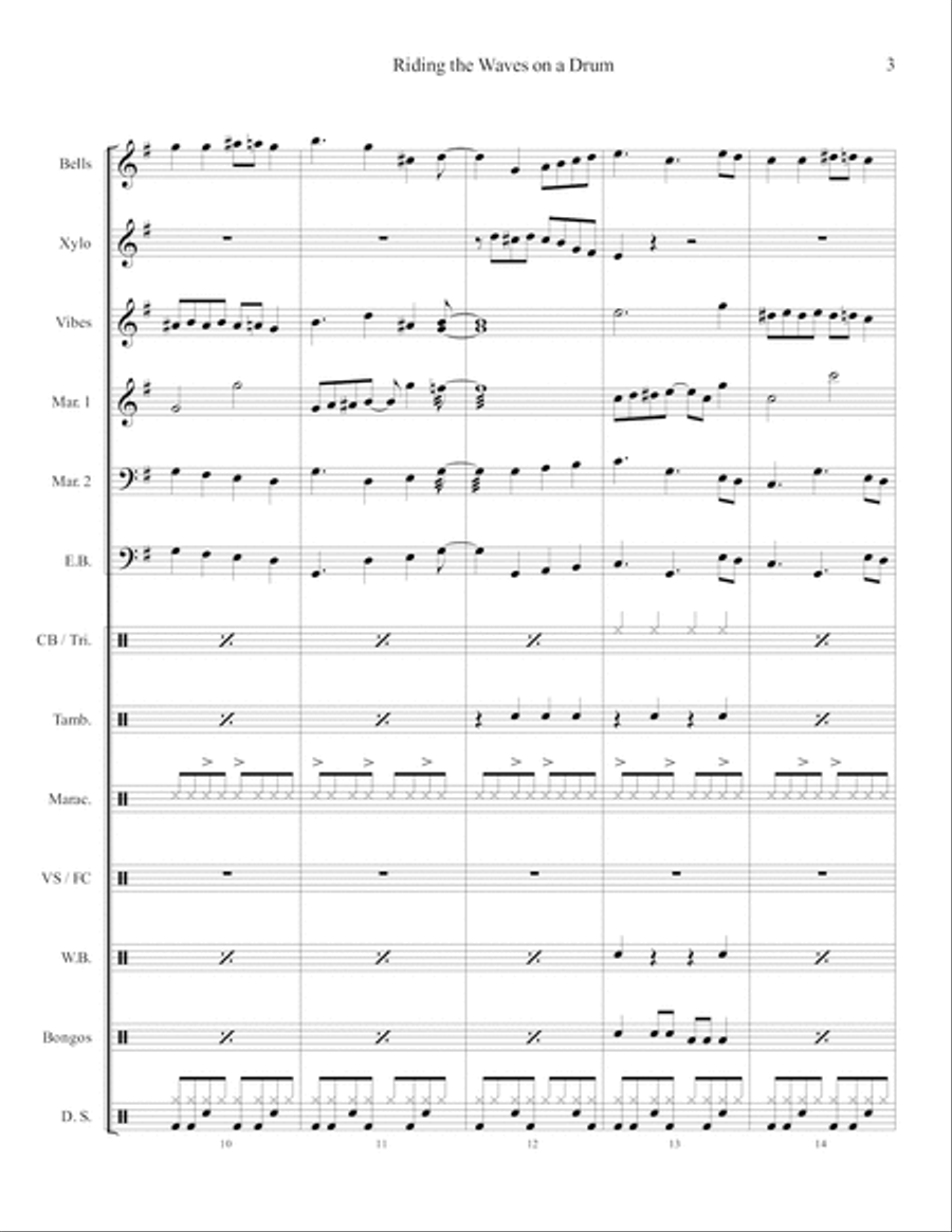 Riding The Waves On A Drum Percussion Ensemble scores gallery preview page 3