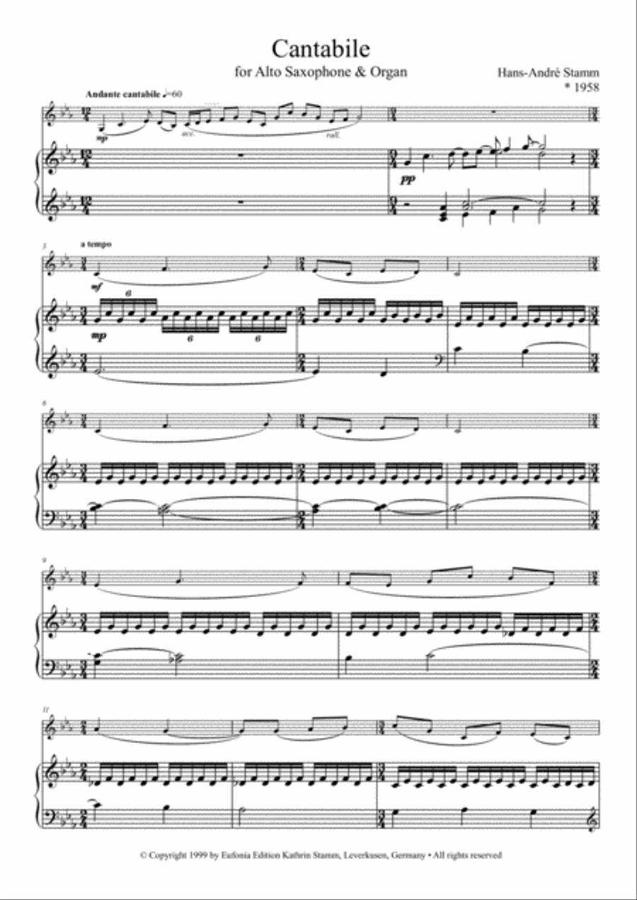 Cantabile for Saxophone and Organ Woodwind Duet scores gallery preview page 3