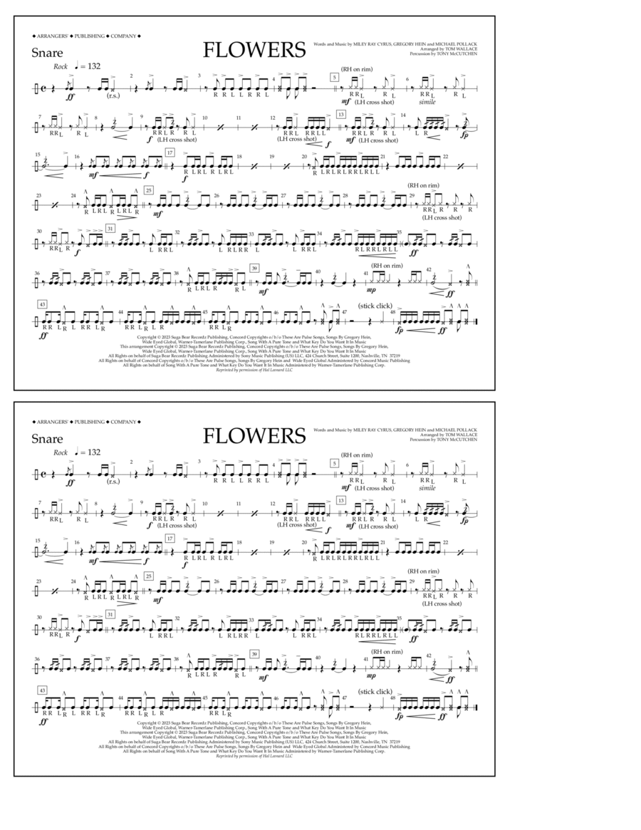 Flowers (arr. Tom Wallace) - Snare