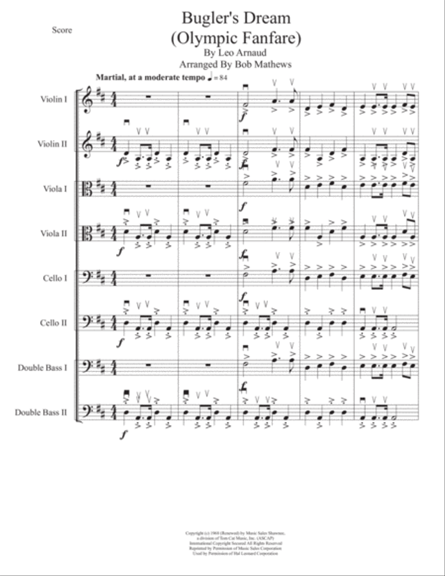 Bugler's Dream (Olympic Fanfare) String Quartet scores gallery preview page 1
