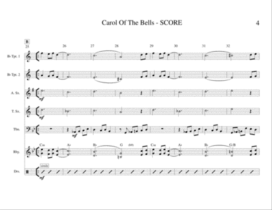 Carol Of The Bells (Jazz Band) Jazz Ensemble scores gallery preview page 4