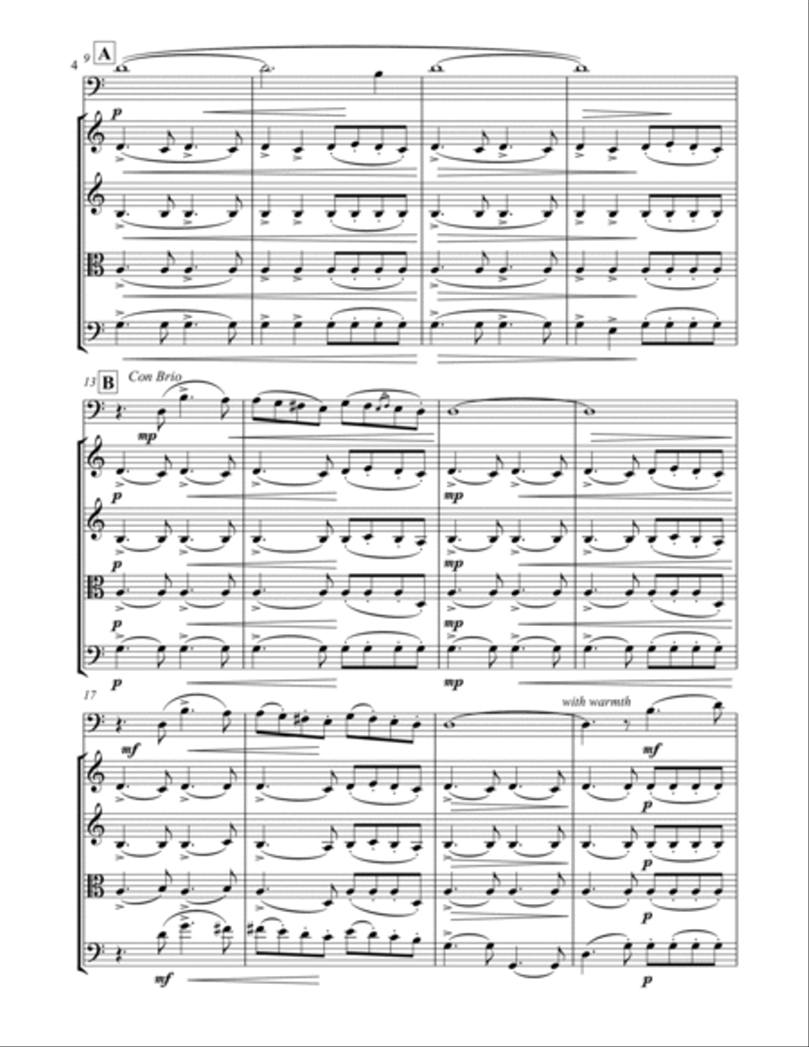 Vignettes (Three Scenes for Bassoon and String Quartet) Chamber Music scores gallery preview page 4